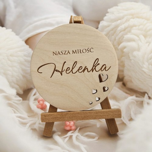 personalizowana tabliczka do zdjęć z imieniem dziecka 9cm grawer Baby Shower
