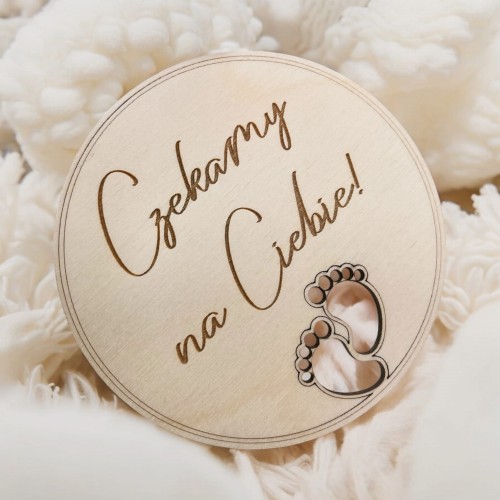personalizowana tabliczka do zdjęć czekamy na ciebie 9cm grawer Baby Shower