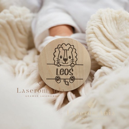 personalizowana tabliczka do zdjęć z imieniem dziecka 9cm grawer Baby Shower