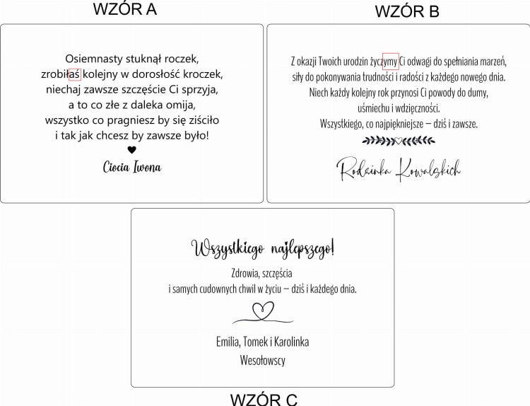 kartka urodzinowa 18 z imieniem i podpisem grawer