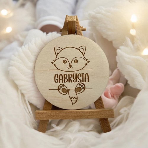 personalizowana tabliczka do zdjęć z imieniem dziecka 9cm grawer Baby Shower