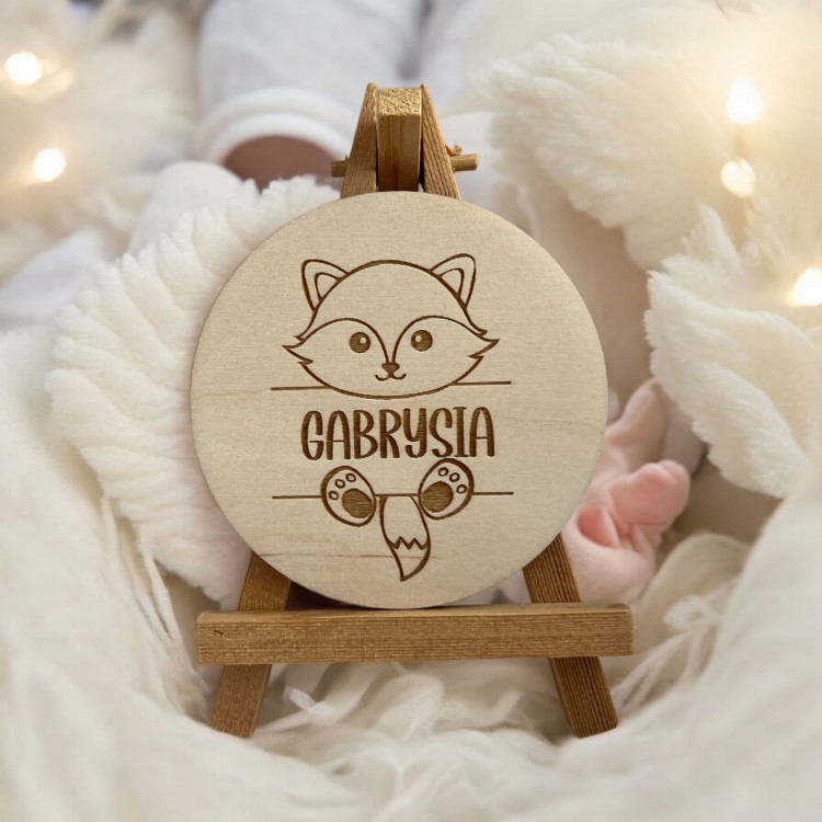 personalizowana tabliczka do zdjęć z imieniem dziecka 9cm grawer Baby Shower
